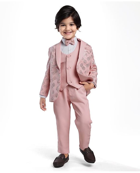Babyhug Woven Full Sleeves Embroidered 4 Piece Party Suit With Bow - Black