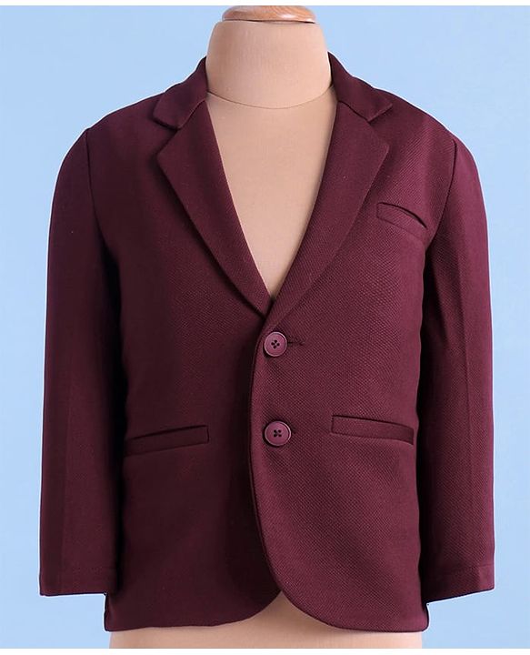 Babyhug Woven Full Sleeves Blazer & T-Shirt with Attached Text Print - Maroon