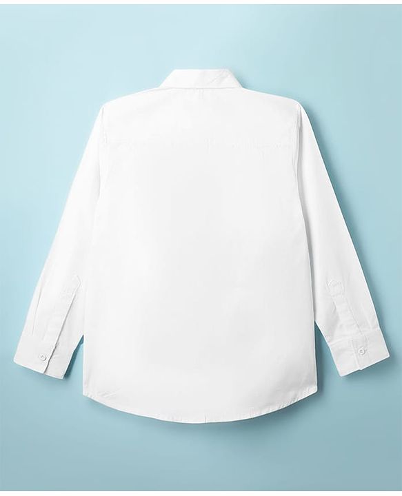 Pine Kids Cotton Woven Full Sleeves Shirt With Text Print - White