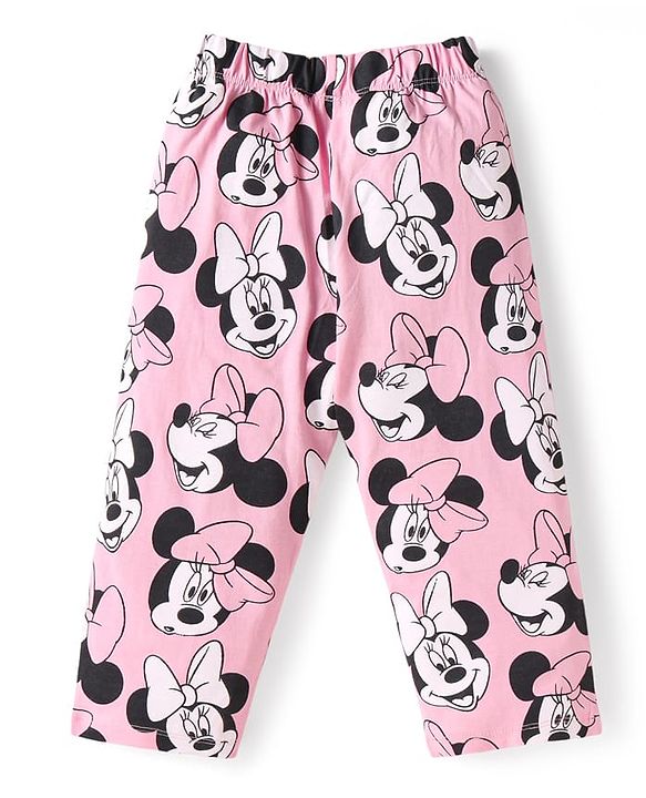 Babyhug Disney Single Jersey Knit Full Sleeves Night Suit with Minnie Mouse Print - Pink