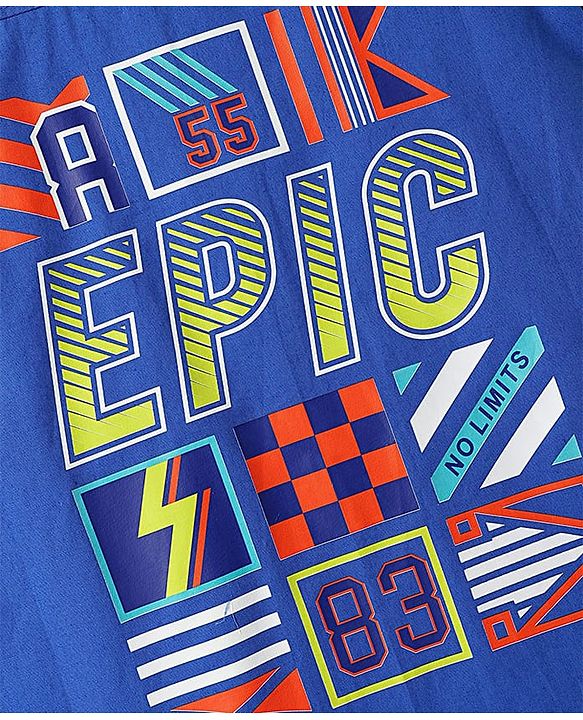 Pine Kids Cotton Woven Full Sleeves Shirt With Text Print In Front & Back - Royal Blue