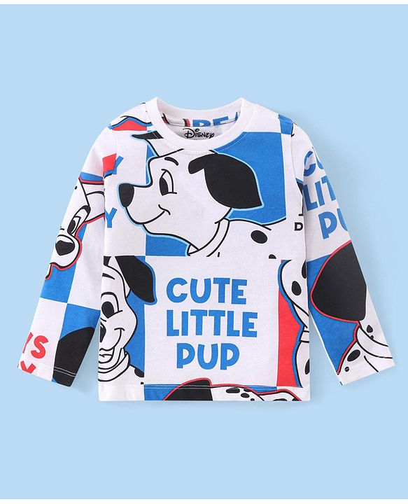 Babyhug Disney Single Jersey Knit Full Sleeves Night Suit With 101 Dalmatian Print - White