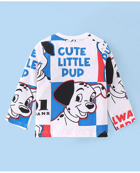 Babyhug Disney Single Jersey Knit Full Sleeves Night Suit With 101 Dalmatian Print - White