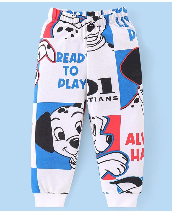 Babyhug Disney Single Jersey Knit Full Sleeves Night Suit With 101 Dalmatian Print - White