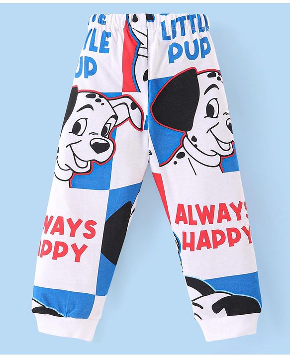 Babyhug Disney Single Jersey Knit Full Sleeves Night Suit With 101 Dalmatian Print - White