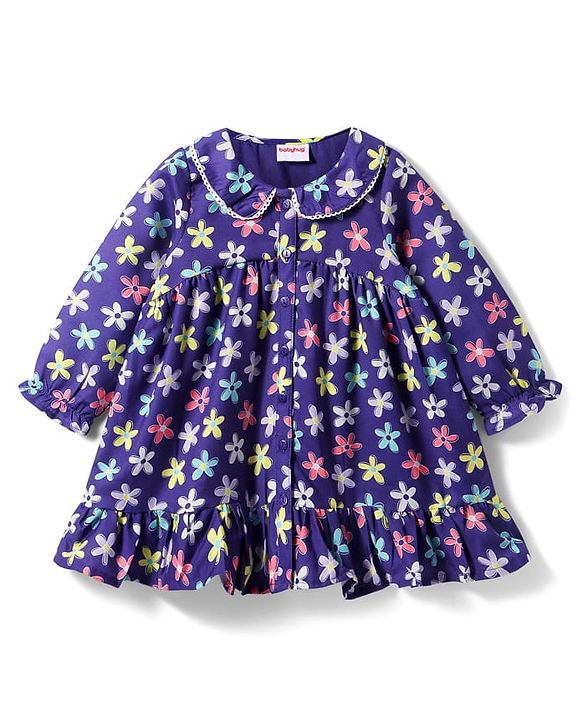 Babyhug Cotton Knit Frock & Full Sleeves Shrug With Floral Print & Bow Applique - White & Green main image 0