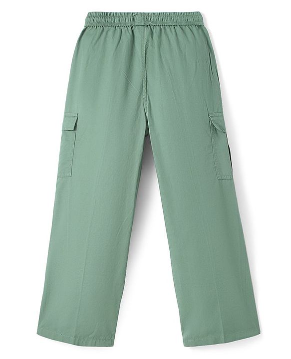 Pine Kids Cotton Woven Full Length Solid Trouser - Mint