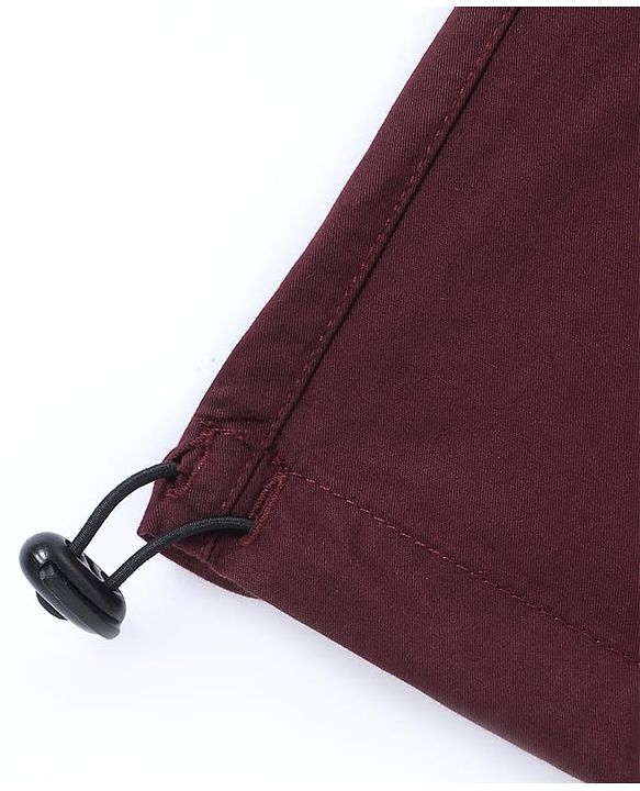 Pine Kids Cotton Woven Full Length Solid Trouser - Maroon
