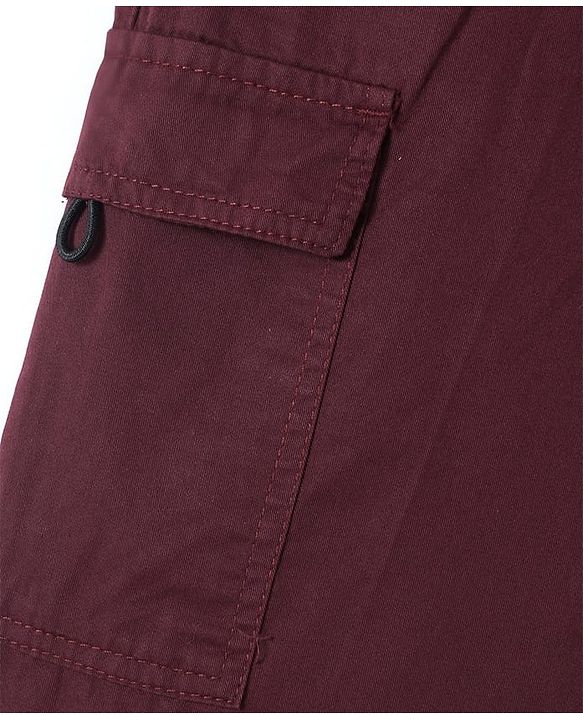 Pine Kids Cotton Woven Full Length Solid Trouser - Maroon