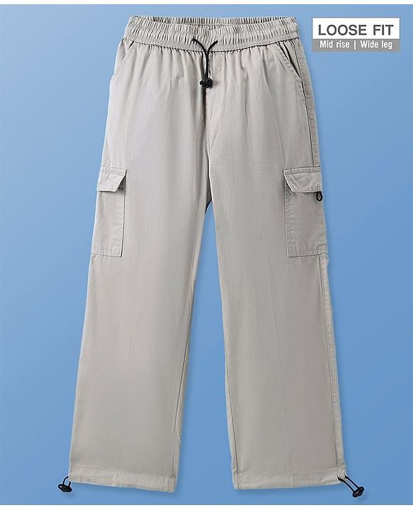 Pine Kids Cotton Woven Full Length Solid Trouser - Beige