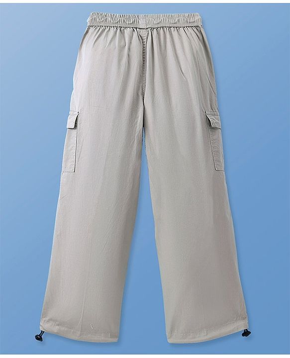 Pine Kids Cotton Woven Full Length Solid Trouser - Beige