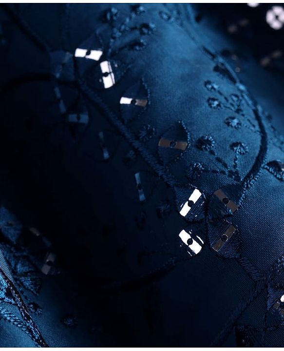 Babyhug Woven Halter Neck Lehenga Choli Set with Embroidery Mirror Sequin & Dupatta - Navy Blue