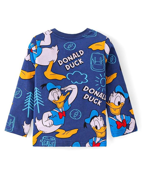 Babyhug Disney Single Jersey Full Sleeves Night Suit With Donald Duck Print - Navy Blue