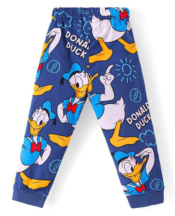 Babyhug Disney Single Jersey Full Sleeves Night Suit With Donald Duck Print - Navy Blue