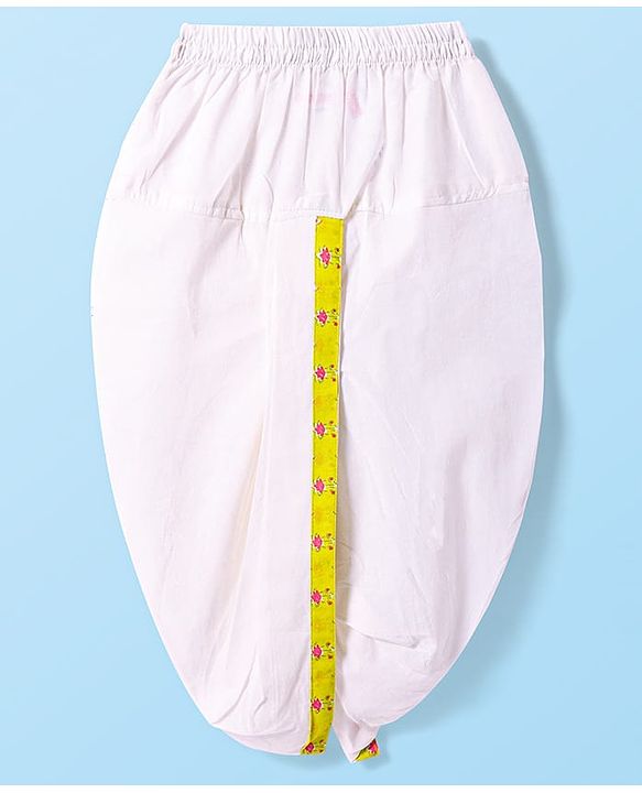 Babyhug Cambric Woven Full Sleeves Dhoti Kurta Set with Floral Print - Yellow