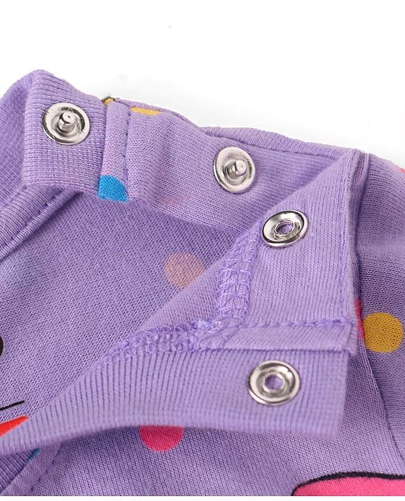 Babyhug Disney Cotton Knit Full Sleeves Night Suit With Minnie Mouses Graphics - Lilac