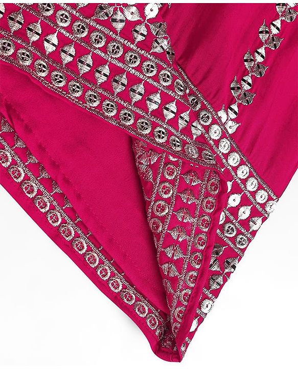 Babyhug Woven Sleeveless Floral Embroidered Top Palazzo Set with Dupatta - Red