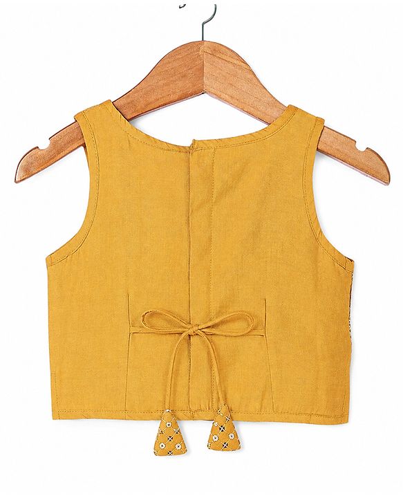 Babyhug Woven Sleeveless Sequined Embroidered Top & Palazzo Set with Dupatta - Mustard