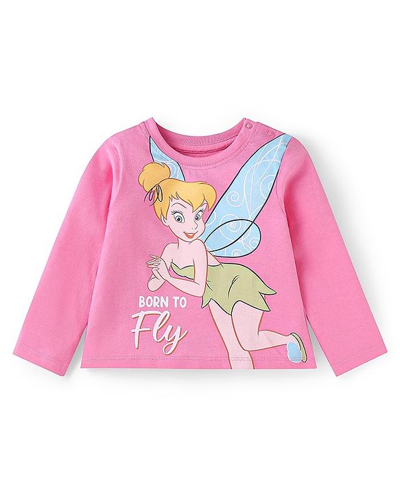 Babyhug Disney Single Jersey Knit Full Sleeves Night Suit With Tinker Bell Graphics - Pink