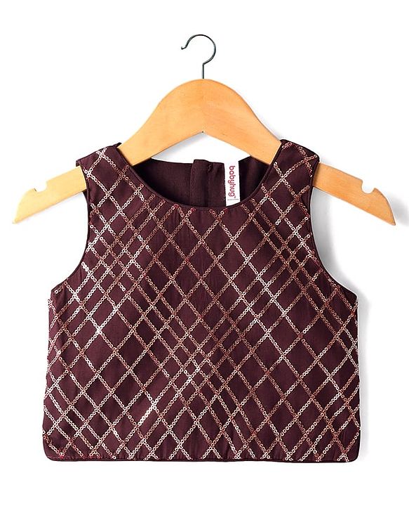 Babyhug Woven Sleeveless Neck Lehenga Choli Set with Floral Embroidery Sequin & Dupatta - Maroon