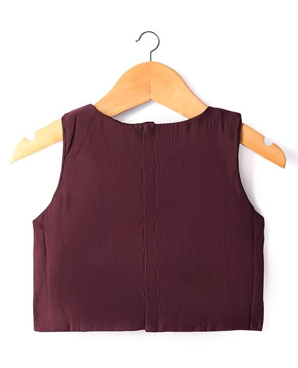 Babyhug Woven Sleeveless Neck Lehenga Choli Set with Floral Embroidery Sequin & Dupatta - Maroon