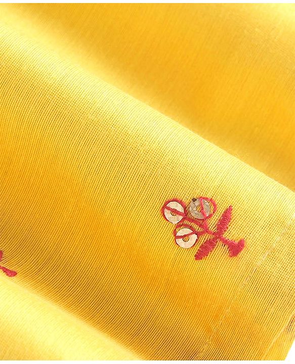 Babyhug Woven Full Sleeves Kurta & Dhoti Set with Sequin Embroidery - Yellow