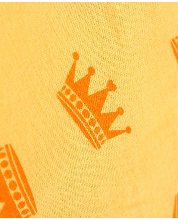 Pine Kids Single Jersey Knit Half Sleeves Night Suit with Crown & Text Print - Yellow