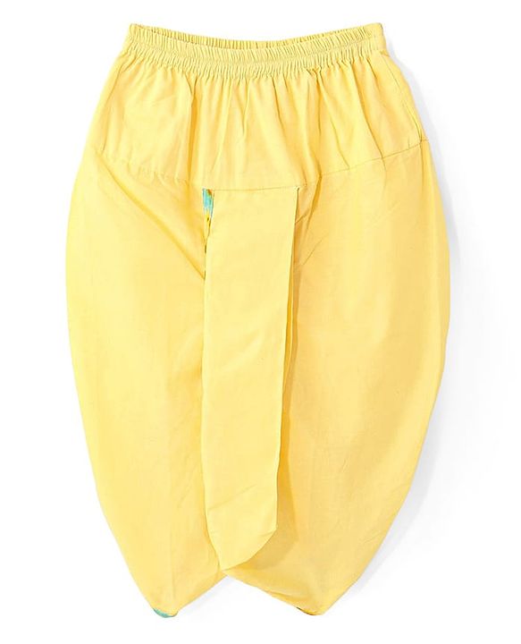 Babyhug Cotton Woven Cambric Lurex Full Sleeves Printed Kurta Dhoti Set - Yellow