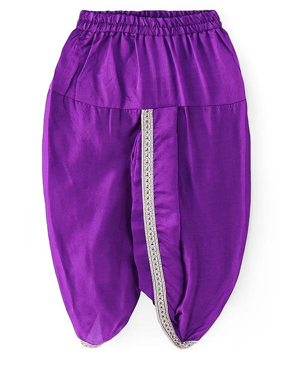 Babyhug Woven Dobby Foil Printed Full Sleeves Kurta Dhoti Set - Purple