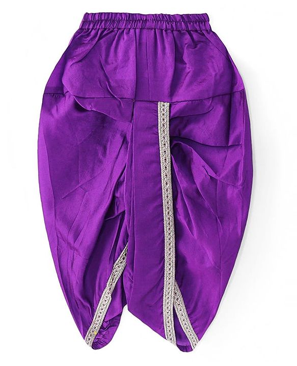 Babyhug Woven Dobby Foil Printed Full Sleeves Kurta Dhoti Set - Purple