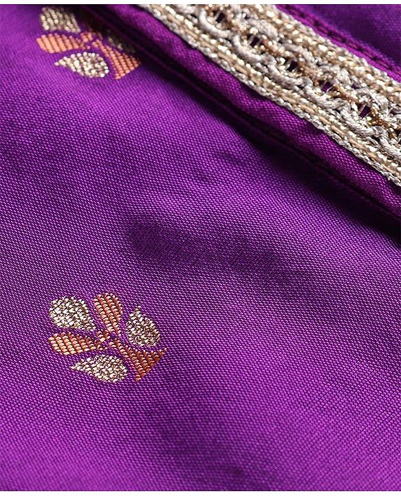 Babyhug Woven Dobby Foil Printed Full Sleeves Kurta Dhoti Set - Purple