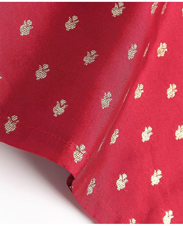 Babyhug Woven Dobby Foil Printed Full Sleeves Kurta Dhoti Set - Red