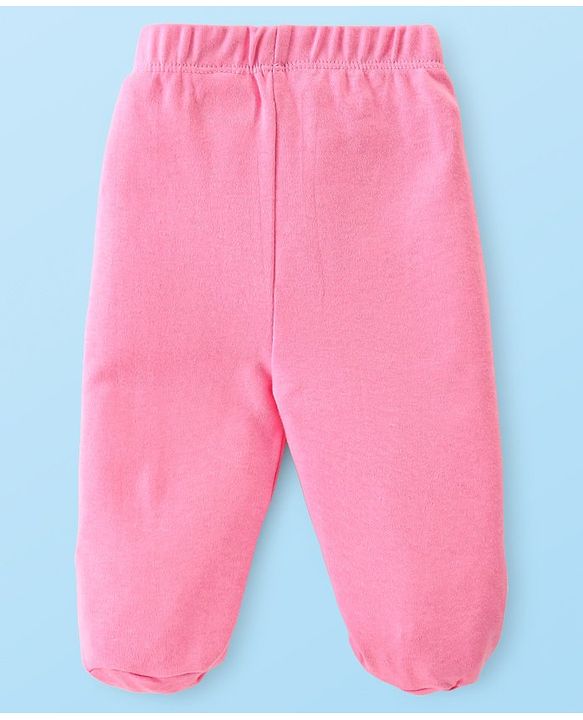 Babyhug Cotton Knit Floral & Sky Printed Footed Leggings Pack of 3 - Yellow White & Pink
