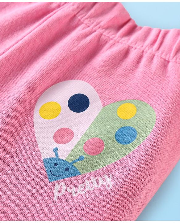 Babyhug Cotton Knit Floral & Sky Printed Footed Leggings Pack of 3 - Yellow White & Pink