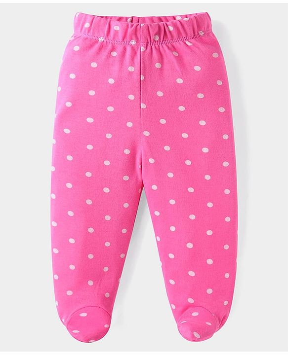 Babyhug Interlock Cotton Knit Bootie Leggings Floral Print Pack of 3 - Pink Purple & White