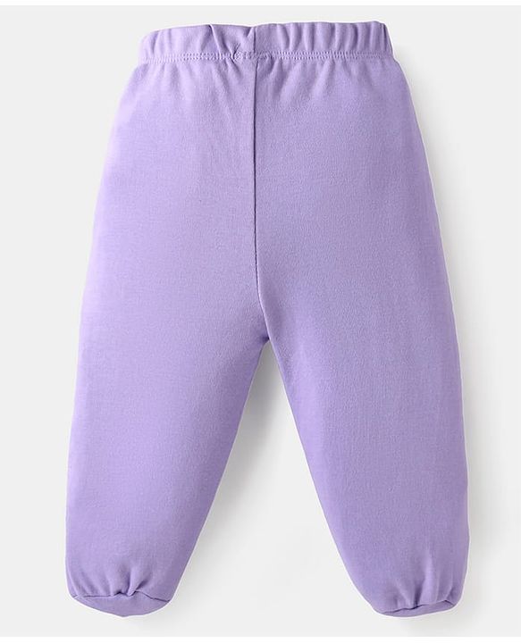 Babyhug Interlock Cotton Knit Bootie Leggings Floral Print Pack of 3 - Pink Purple & White