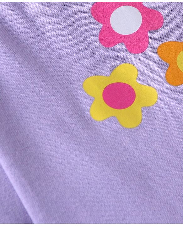Babyhug Interlock Cotton Knit Bootie Leggings Floral Print Pack of 3 - Pink Purple & White