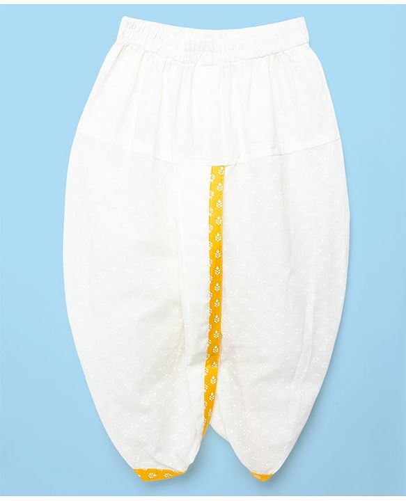 Babyhug Cotton Woven Full Sleeves Printed Kurta Dhoti Set - Yellow