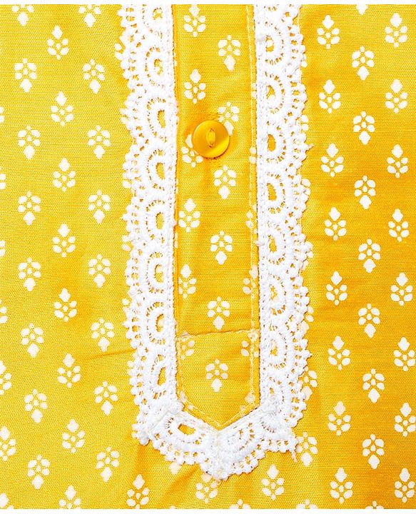 Babyhug Cotton Woven Full Sleeves Printed Kurta Dhoti Set - Yellow