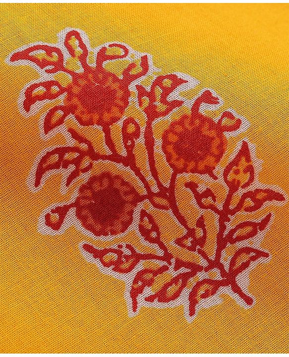 Babyhug Cambric Woven Full Sleeves Floral Printed Kurta Dhoti Set - Mustard & Maroon