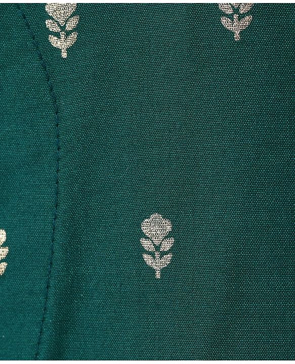 Babyhug Woven Brocade Foil Printed Full Sleeves Kurta Dhoti Set - Dark Green