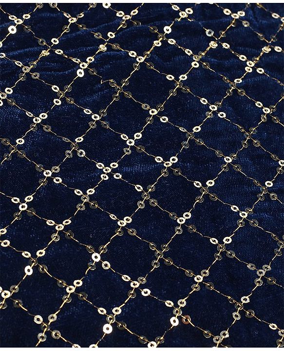 Babyhug Woven Sleeveless Top Palazzo & Dupatta Set with Sequin Embroidery - Navy Blue