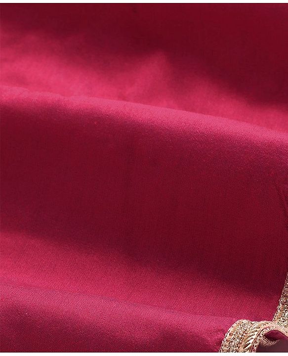 Babyhug Woven Full Sleeves Floral Embroidered Ethnic Dress - Fuschia