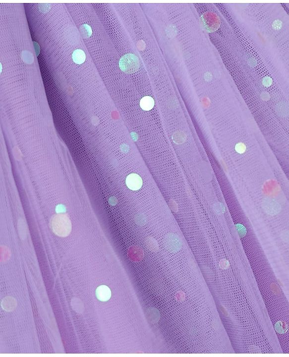 Babyhug Net  Woven Frill Sleeves  Sequinned Floral Embroidered Choli Lehenga Set with  Dupatta - Purple