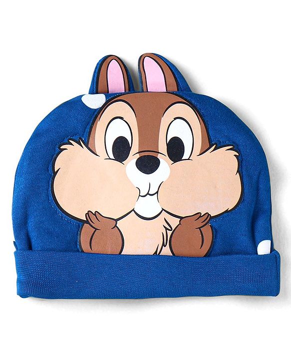 Babyhug Disney Interlock Knit Cap Mittens & Booties With Chip n Dale Applique & 3D Ear Detailing - Navy Blue