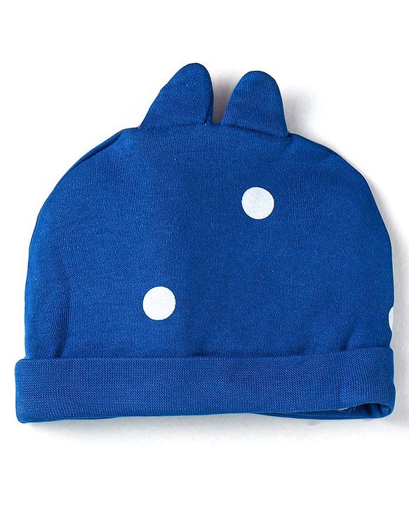 Babyhug Disney Interlock Knit Cap Mittens & Booties With Chip n Dale Applique & 3D Ear Detailing - Navy Blue