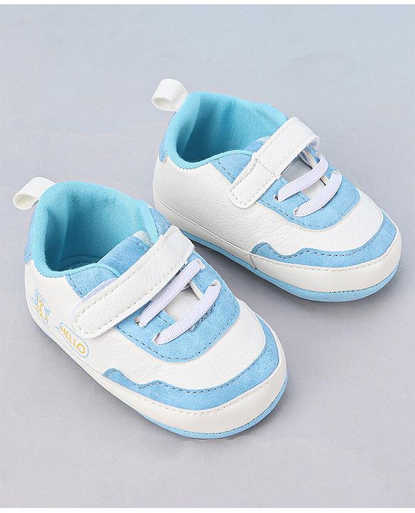 Cute Walk by Babyhug Booties With Velcro Closure & Dino Print - Blue & White