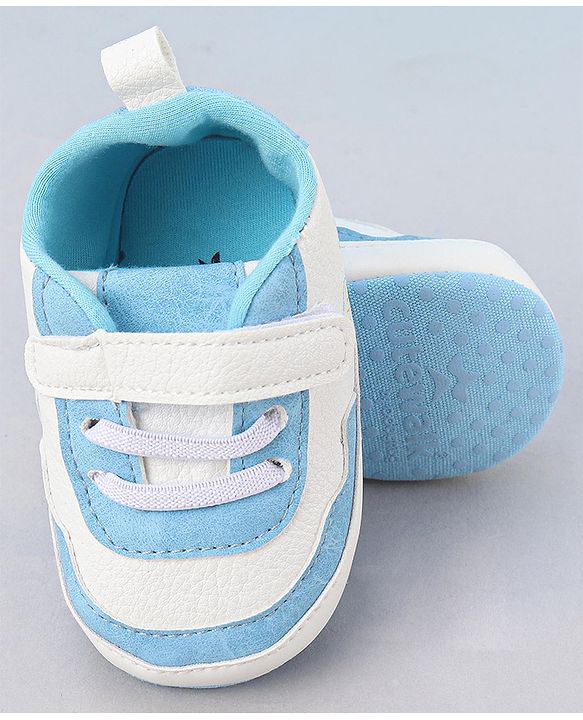 Cute Walk by Babyhug Booties With Velcro Closure & Dino Print - Blue & White