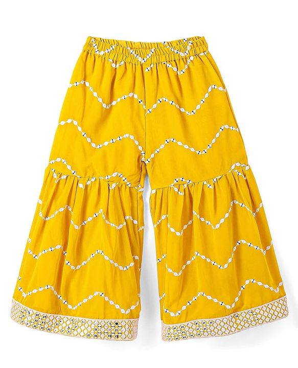 Babyhug Georgette Woven Half Sleeves   Embroidered Kurti Gharara Co-Ord Set with Dupatta - Yellow
