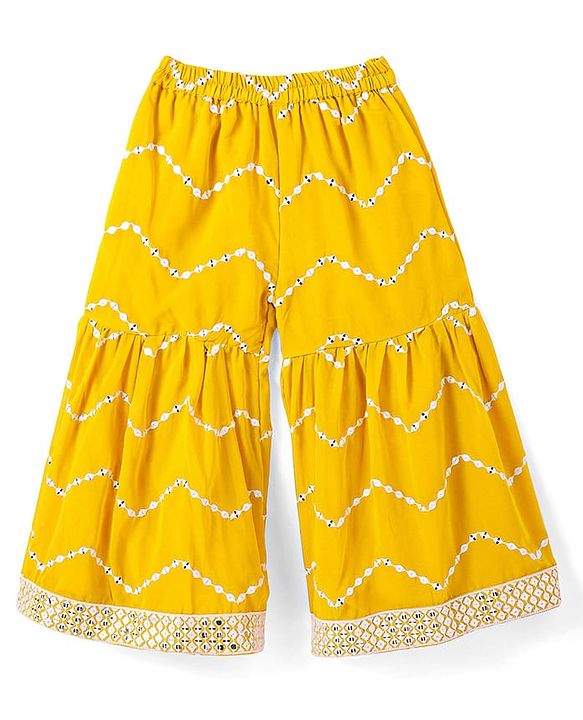 Babyhug Georgette Woven Half Sleeves   Embroidered Kurti Gharara Co-Ord Set with Dupatta - Yellow